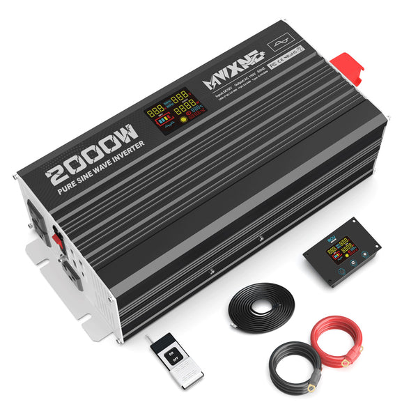 2000W Pure Sine Wave Power Inverter DC 12V to 120V ACfor Vehicles RV Truck Home with LCD Display