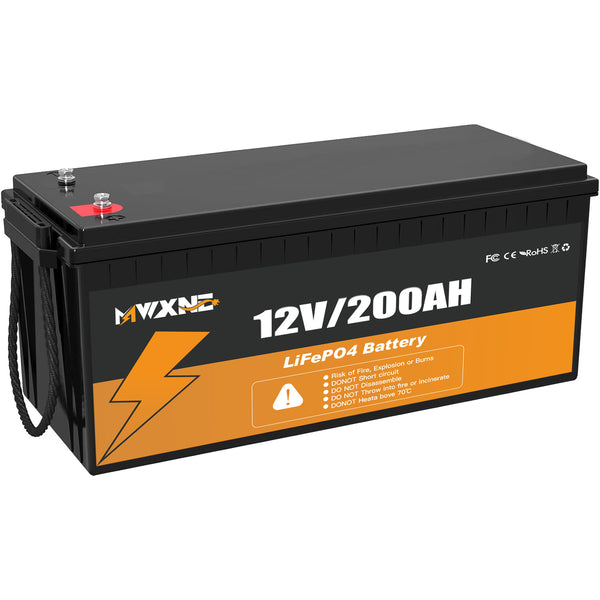 MWXNE 12V 200Ah LiFePO4 Lithium Battery with 2560Wh Perfect for RV Solar Energy Storage Marine Trolling Motor