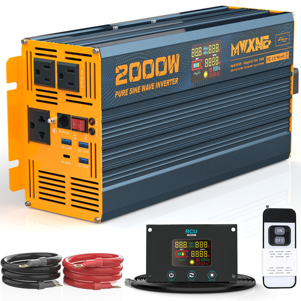 【Limited 25% Sale】MWXNE 2000W Pure Sine Wave Power Inverter DC 12V to 110V 120V AC